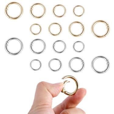 Imagem de NQEUEPN 16 Peças De Anel Mola Gatilho, Mini Clipe Pressão Metal Redondo, Clipes Chave Prateados E Dourados Para Chaveiros, Anéis Bolsa, Fecho Anel, Mosquetão, Alças Chaves Artesanato