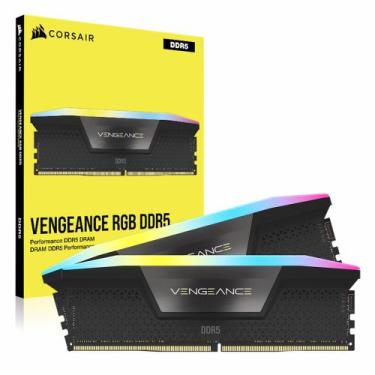 Imagem de Kit Memória RAM Para PC DDR5 Corsair Vengeance RGB 96GB 2x48GB 5600MHz