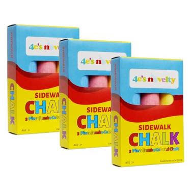 Imagem de 4E's Novelty 3 caixas de lembrancinhas de festa de giz de calçada para crianças, 3 palitos de giz jumbo em cada caixa, pacotes individuais de giz de calçada, recheios de cesta de Páscoa, brinquedo de