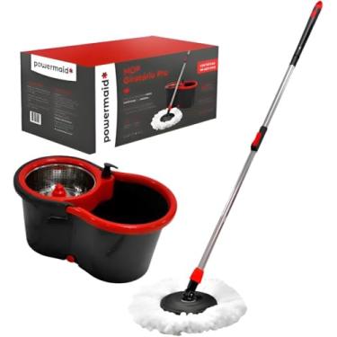 Imagem de Mop Giratório Pró com Centrífuga em Inox alta performance Balde Cesto Inox Limpeza Esfregão 360 Dispenser Para Sabão