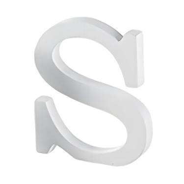Imagem de Ｂｅｓｇａ Letra de madeira branca, alfabeto em madeira, placa decorativa criativa para mesa, sala de jantar, estante de livros, S