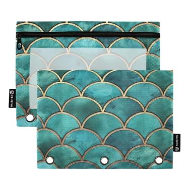 Imagem de Wassud Pacote com 2 pastas para fichário azul dourado com 3 furos, pasta organizadora de arquivos para casa, escritório