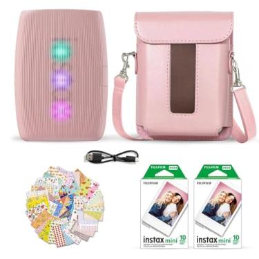 Imagem de Fujifilm Impressora para smartphone Instax Mini Link 3 rosa + filme Fuji Pacote econômico (20 folhas) + pacote de acessórios para obturador, incluindo capa protetora, 20 molduras adesivas, cabo USB