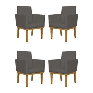 Imagem de Kit 04 Poltronas Reforçadas Escritório Courino Cor cinza