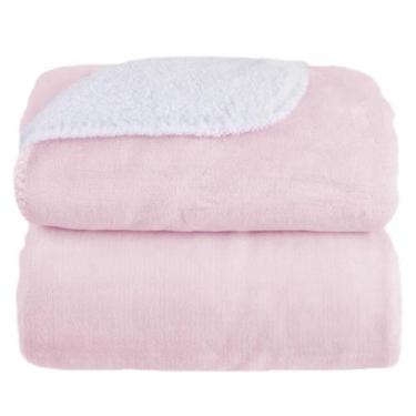 Imagem de Cobertor laço bebê microfibra plush sherpam rosa 90cmx110cm