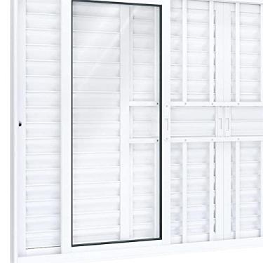 Imagem de Janela Veneziana Alumínio Central 4 Folhas Móveis 2 Fixas com Grade Lucasa Eccellente 120cmx200cm Branco