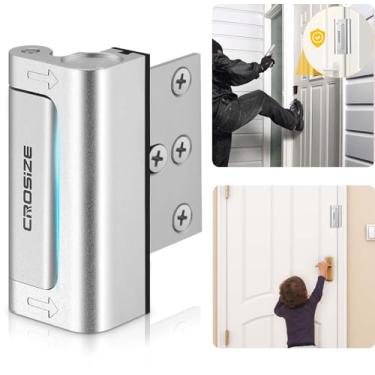 Imagem de Fechadura de porta de segurança doméstica, trava de reforço de porta de metal atualizada, 7,6 cm resiste a 453 kg de impacto para portas giratórias internas, fechaduras de porta de proteção para