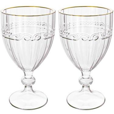 Imagem de Jogo de Taças de Cristal Transparente Fio de Ouro Imperial 330mL 2 peç