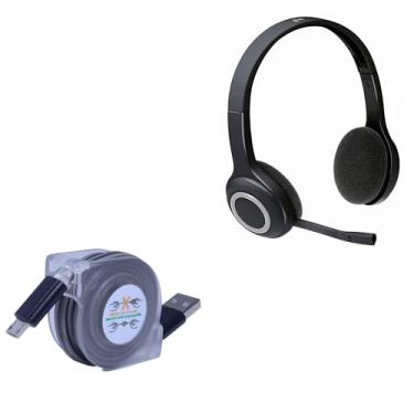 Imagem de Cabo BoxWave compatível com fone de ouvido Logitech H600 (cabo da BoxWave) - cabo de sincronização portátil miniSync, retrátil para fone de ouvido Logitech H600, fone de ouvido Logitech H800 | fone de ouvido H600