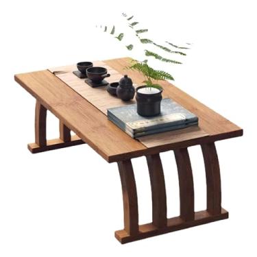 Imagem de UINGBPXT Mesa de centro de madeira maciça de 60 cm, retangular, vintage, mesa de chá, mesa de chá, varanda, sala de estar