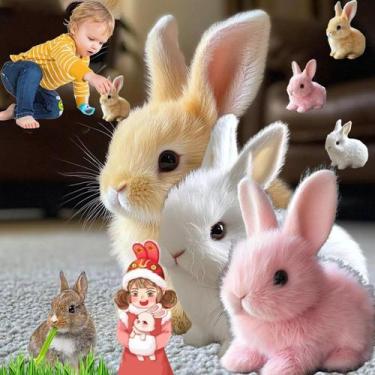Imagem de Coelhinho realista Toy Bunny Bunby que se move para crianças rosa - Ma