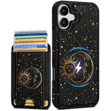 Imagem de Shorogyt Capa carteira para iPhone 17 – Serve para 7 cartões, compatível com Magsafe Suporte magnético destacável para cartão de crédito de couro bonito capa de telefone feminina meninas para Apple 17