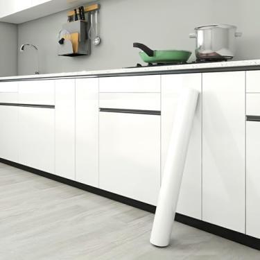 Imagem de ESSMOKO Papel de parede espesso efeito de mármore adesivo de bancada de cozinha impermeável à prova de óleo resistente a altas temperaturas papel de parede autoadesivo branco pérola 40 * 1000 cm