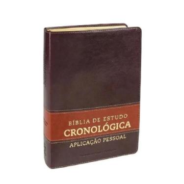 Imagem de Bíblia de estudo cronológica aplicação pessoal  capa de luxo marrom  a