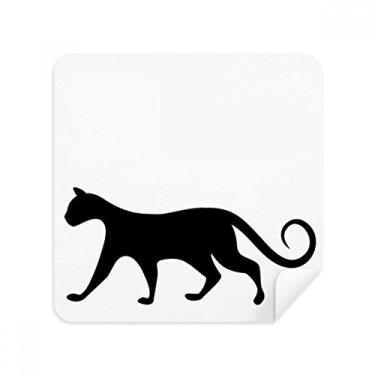 Imagem de Charmoso gato preto amante animal arte contorno óculos pano limpador de tela tecido camurça pacote com 2