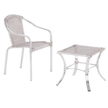 Imagem de Kit 1 Cadeira Em Aluminio E Fibra Sintetica Tóquio Mais 1 Mesa Baixa E