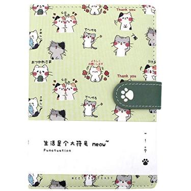 Imagem de Caderno de Caderno Japonês de Couro PU Clara Cute Cat Notebook Agenda de Viagem, 04714light green, one size