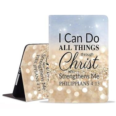 Imagem de BXIKEOPIU Capa para Samsung Galaxy Tab S8 2022 e S7 2020 11 polegadas (SM-X700/X706/T870/T875/T878), capa fólio fina de couro PU com suporte para despertar automático, versículo bíblico Philippians