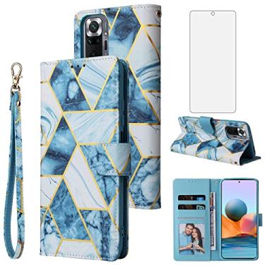 Imagem de Capa carteira compatível com Xiaomi Redmi Note 10 Pro e protetor de tela de vidro temperado de couro, suporte para cartão, acessórios de celular, capa para celular Redme Note10 10Pro Max, mulheres,