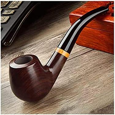 Imagem de Cachimbos de tabaco masculinos portáteis, cachimbo de madeira vintage esculpido à mão com filtro, Aldult curvo masculino, conjunto de cachimbos para fumantes, Brown3,4,5x15cm