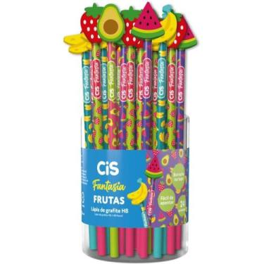 Imagem de Lapis Preto Redondo Decorado CIS Borracha Frutas 4 MOD. (S) POTE-24 - 