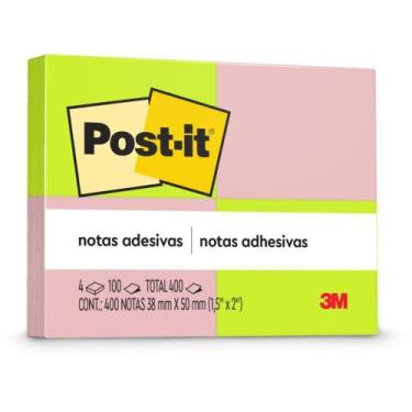 Imagem de Bloco de Recado POST-IT 653 Neon 38X50MM com 100 Folhas - Pacote com 4