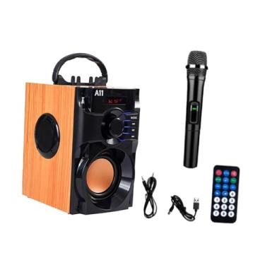 Imagem de menolana Máquina de karaokê suporta cartão TF com microfone alto-falante portátil BT com microfone para entretenimento família acampamento interno canto, Laranja