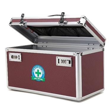 Imagem de HEWEI WORKS Caixa de bloqueio com estojo de armazenamento portátil, 35 x 19 x 20 cm, organizador de cadeado de medicamentos à prova de crianças, cofre para documentos, medicamentos e objetos de valor