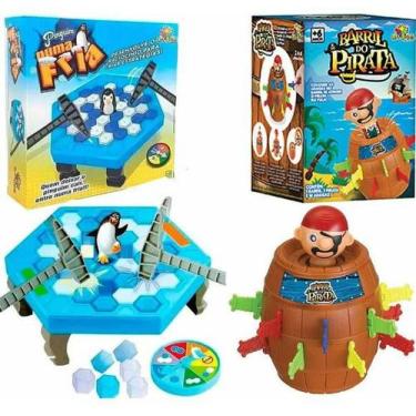 Imagem de 2 Brinquedos Infantil Tabuleiros Derruba Pinguim Infantil Barril do Pi