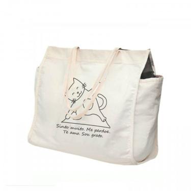 Imagem de Sacola Ecobag Feira Personalizada Algodão 100% Reciclado - "yoga Cat Sinto Muito"