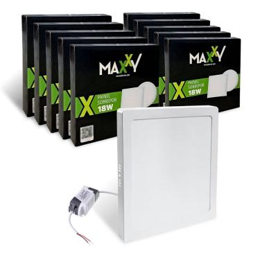 Imagem de 10x Painel Plafon Led Quadrado Sobrepor 18w Luz Quente 3000k