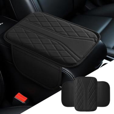 Imagem de ongfuwu Capa de console central de carro, capa de apoio de braço de couro para carros, almofada de apoio de braço multifuncional com bolso de armazenamento, protetor universal para descanso de braço