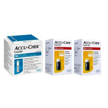 Imagem de Kit 50 Tiras Reagentes Accu-Chek Guide + 48 Lancetas Accu-Chek Fastclix