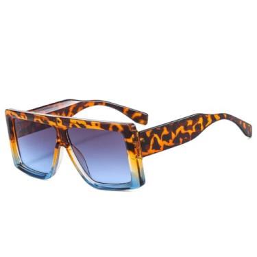 Imagem de Óculos de sol grandes da moda, femininos, vintage, armação grande, masculino, uv400 (azul)