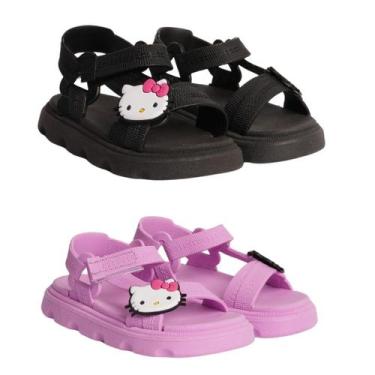Imagem de Kit 2 Pares Sandália Infantil Hello Kitty Menina Estilosa e Confortáve