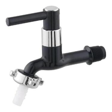 Imagem de Torneira Tanque Jardim Abs Preta Com Bico 1030 - Montelar Acabamentos