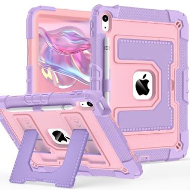 Imagem de Scnioy Capa para iPad (A16) 11ª geração 11 polegadas 2025, iPad 10ª geração 10.9 polegadas 2022, capa resistente I Pad 10ª geração com suporte para caneta grande alça de ombro, rosa roxa