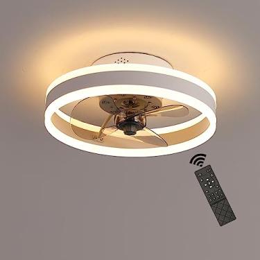 Imagem de Ventilador de teto com iluminação, moderno plafon LED regulável com ventilador e controle remoto, luminária com ventilador com lustre temporizador para sala de estar, quarto, sala de jantar