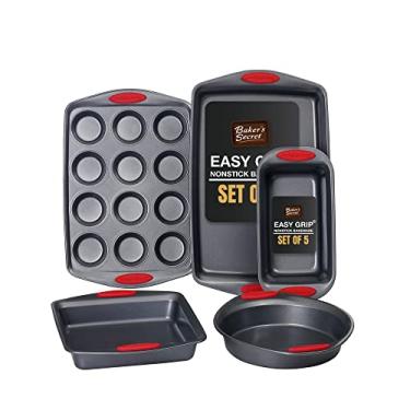 Imagem de Conjunto de 5 Assadeiras – 1 Forma Redonda, 1 Forma Quadrada, 1 Folha de Biscoito, 1 Forma de Pão, Panelas para Assar, Antiaderente, Revestimento Duraslate, com Fácil Aderência – Conjunto de 5 Peças