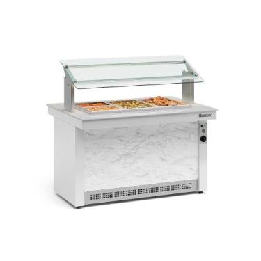 Imagem de Buffet Quente Branco e Mármore GBTA140BR 6 Cubas 220v Gelopar