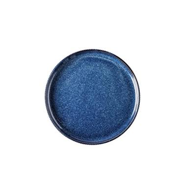 Imagem de Prato de serviço pratos de cerâmica azul brilhante pratos de jantar redondos resistentes a arranhões prato de bife para macarrão, pizza, casa, festa, pratos de restaurante (tamanho: 25,4 cm)