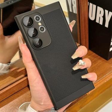 Imagem de Capa de malha respirável com dissipação de calor para Samsung Galaxy S25 S24 S23 S22 S21 S20 Fe Note 20 Ultra Plus A54 A24 A34 Capa rígida para PC (para S24/preto)