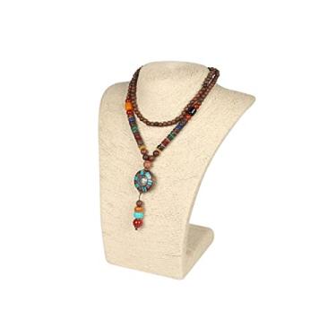 Imagem de Suporte de joias colar suporte de exibição modelo busto colar suporte corda exibição de joias colar pingentes manequim joias suporte organizador exibição de joias (cor: H36 bege)