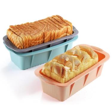 Imagem de Forma de pão de silicone MONGSEW, 3 unidades, assadeira antiaderente