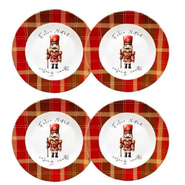 Imagem de Conjunto 4 Pratos Quebra Nozes Em Melamina Para Jantar 25cm