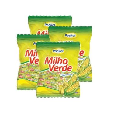 Imagem de Kit Bala Milho Verde Pocket Riclan - 4 unidades de 500g
