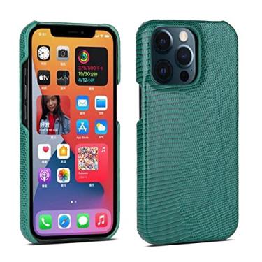Imagem de Estojo de couro granulado de pele de cobra para iPhone 13 11 12 Pro Max 13 Mini XR X XS Max Capa traseira do telefone de proteção rígida, verde, para iPhone11 Pro Max
