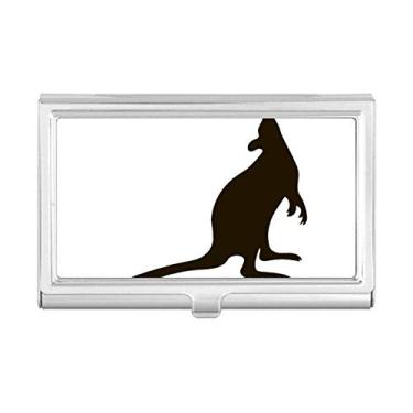Imagem de Porta-cartões de visita com desenho de animal canguru preto