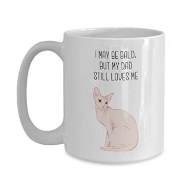 Imagem de Caneca de gato sem cabelo - I May be Bald, but my Dad still loves me - Caneca de café de cacau quente divertido - ideia de