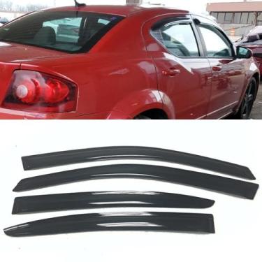 Imagem de Viseiras de janela matizadas fumê para ventilação solar e chuva proteção contra vento sombra defletor compatível com Dodge Avenger 2008-2014